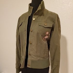 O'Neill Jacket olive green with floral details
